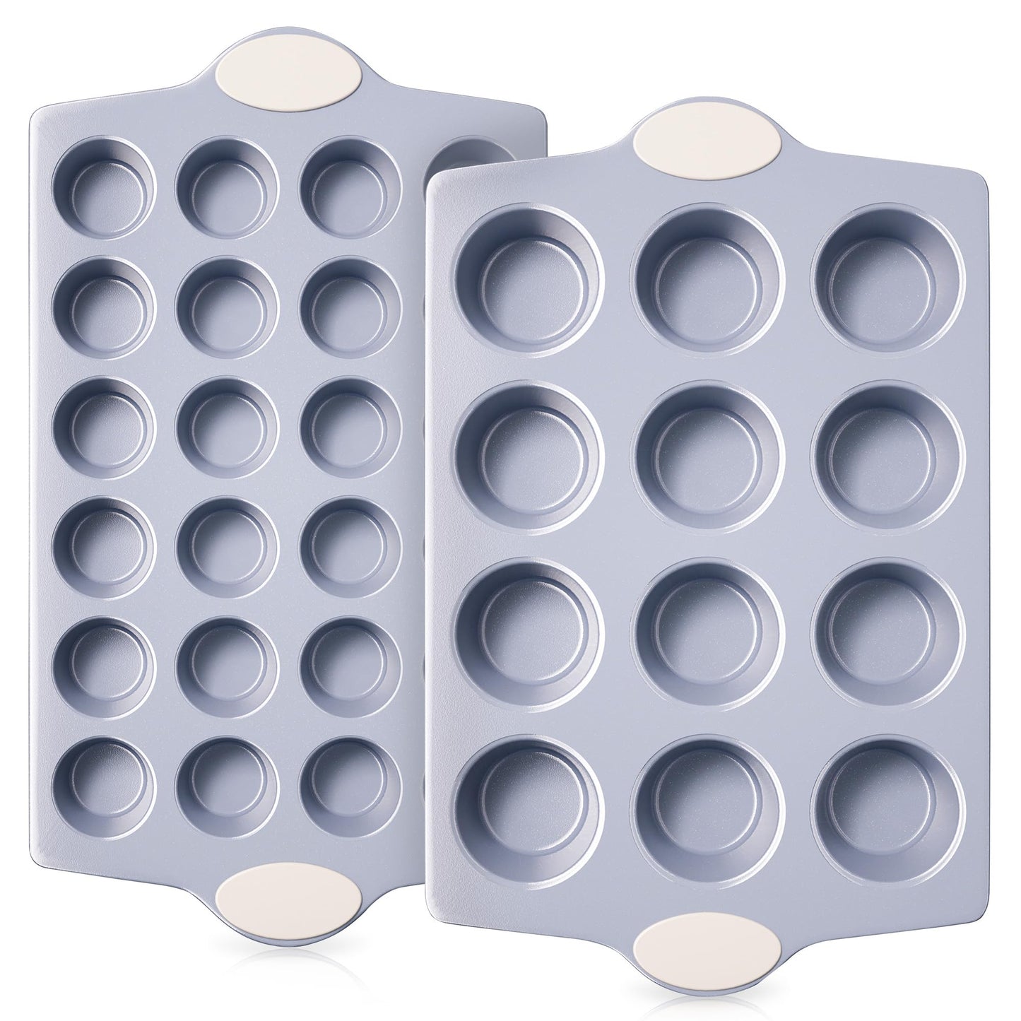 BRONYPRO 24-Cup Non Toxic Nonstick Ceramic Mini Muffin Pan & Cupcake Tin, PFOA & PFOA Free, Heavy Duty Rust-Resistant Aluminized Steel, Oven & Dishwasher Safe, Blue