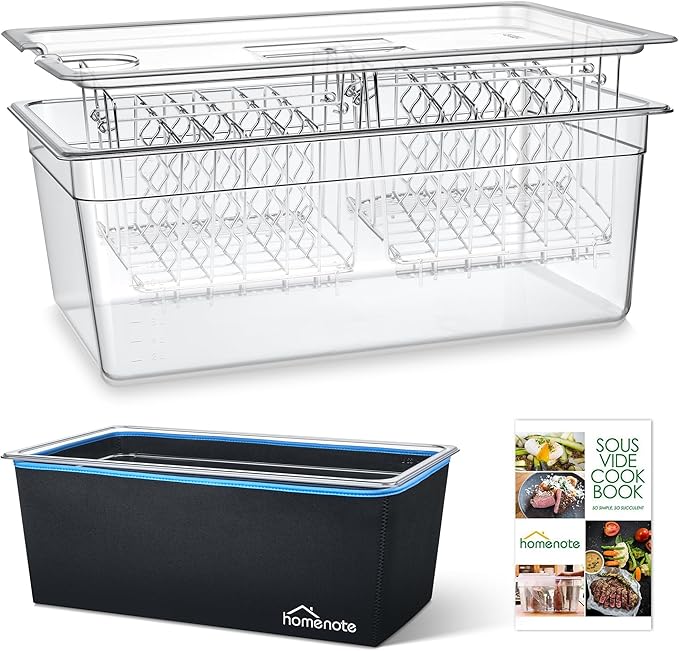 HOMENOTE Large Sous Vide Container with Lid, 26 Qt Complete Accessories Kit