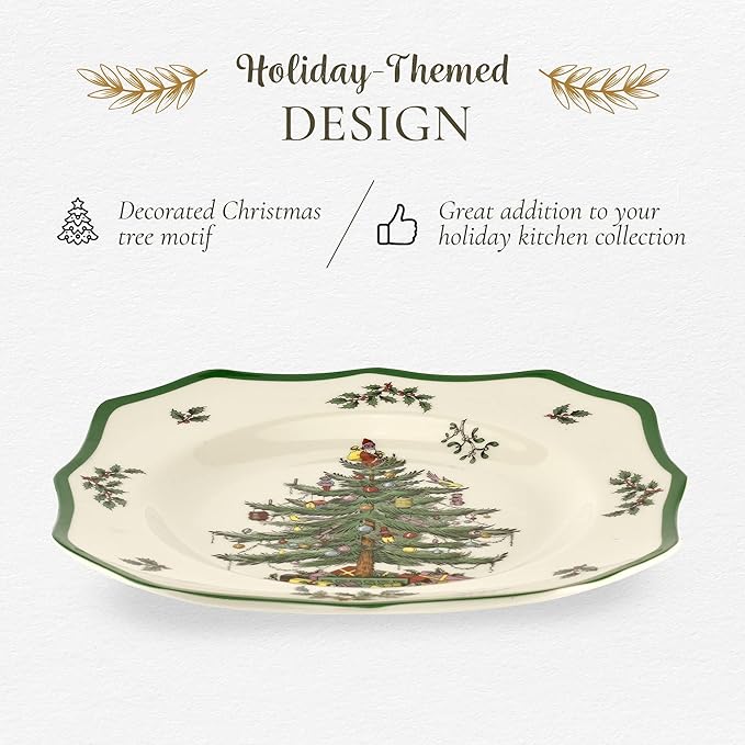 Spode Christmas Tree Scalloped Salad Plates - Set of 4
