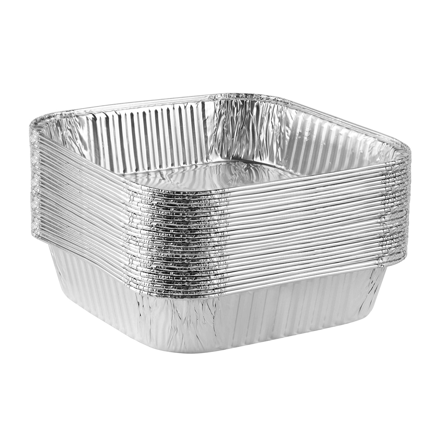 PLASTICPRO Disposable 8'' X 8'' X 2'' Inch Square Aluminum Tin Foil Baking Pans Bakeware - Cookware Perfect for Baking Cakes, Breads, Brownies, Bread, Meatloaf, Lasagna, Pack of 10