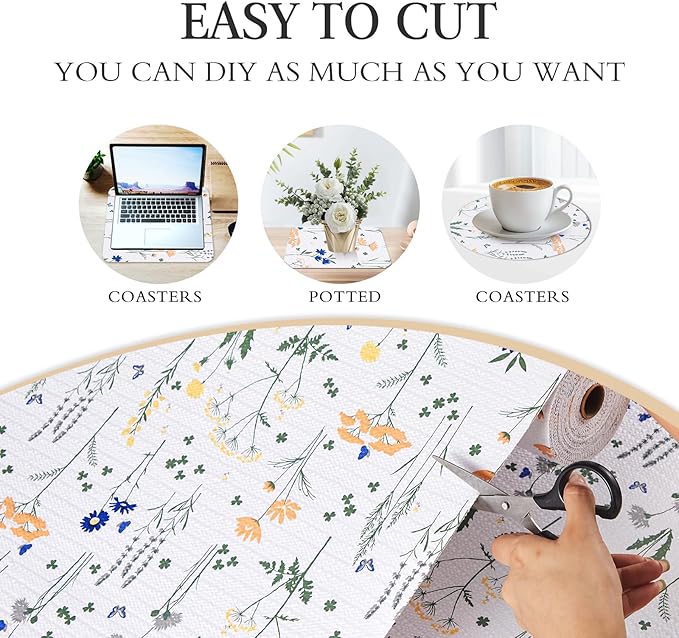 Beautysaid Shelf and Drawer Liner for Kitchen Cabinet, Non Adhesive Non Slip Shelf Paper Waterproof Washable Thickened for Dresser Pantry Shelve Bathroom Protector Liner(Floral,12 in x 20FT)