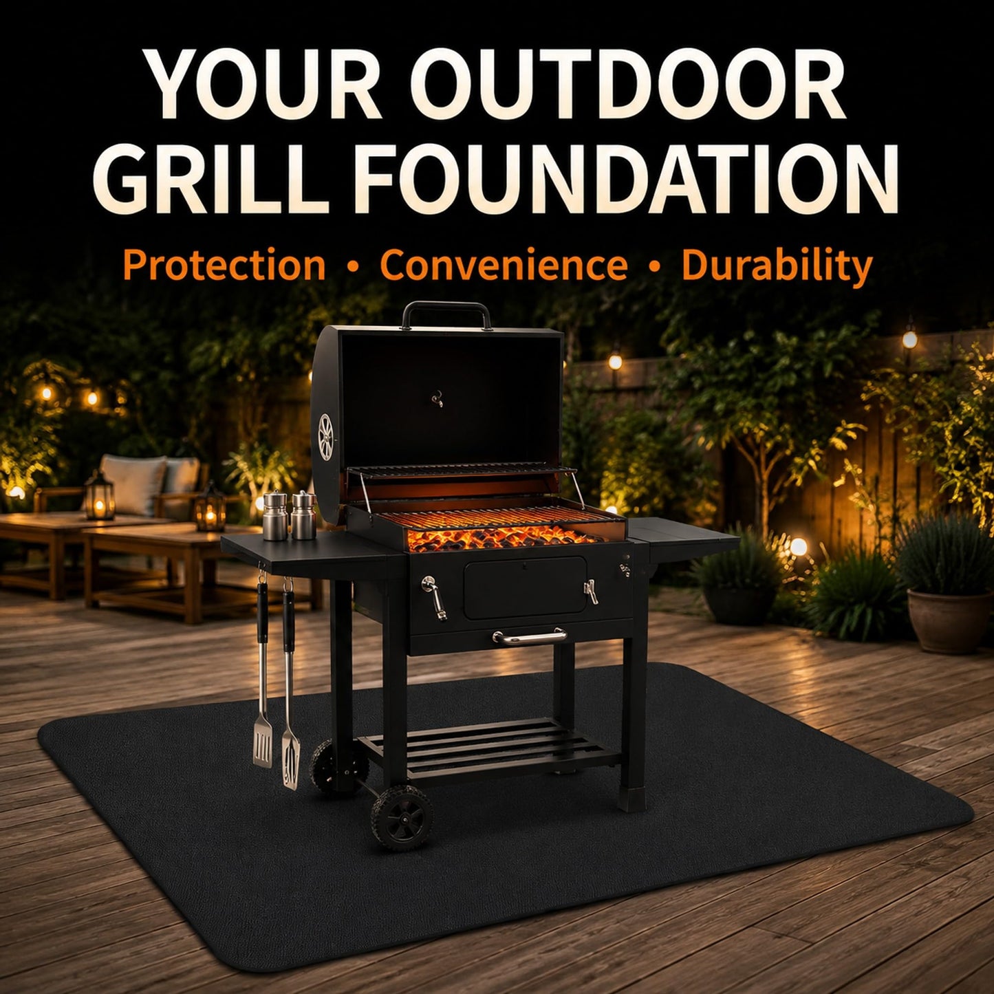 UBeesize 60x36 inch Under Grill Mat for Outdoor Grill Deck Protector