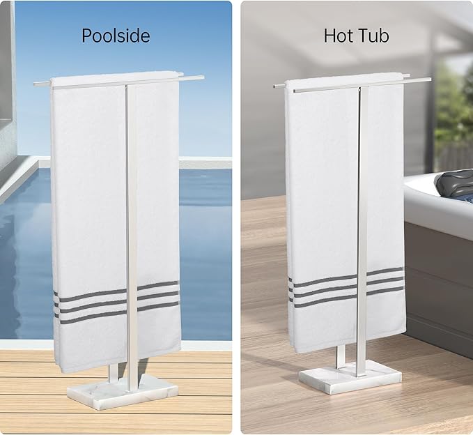 KES Standing Towel Rack Taller Version, 37" H (Equal Height) Bathroom Towel Rack Stand with Marble Base, Free Standing Towel Holder Stand, SUS304 Stainless Steel Brushed Finish, BTH229-2