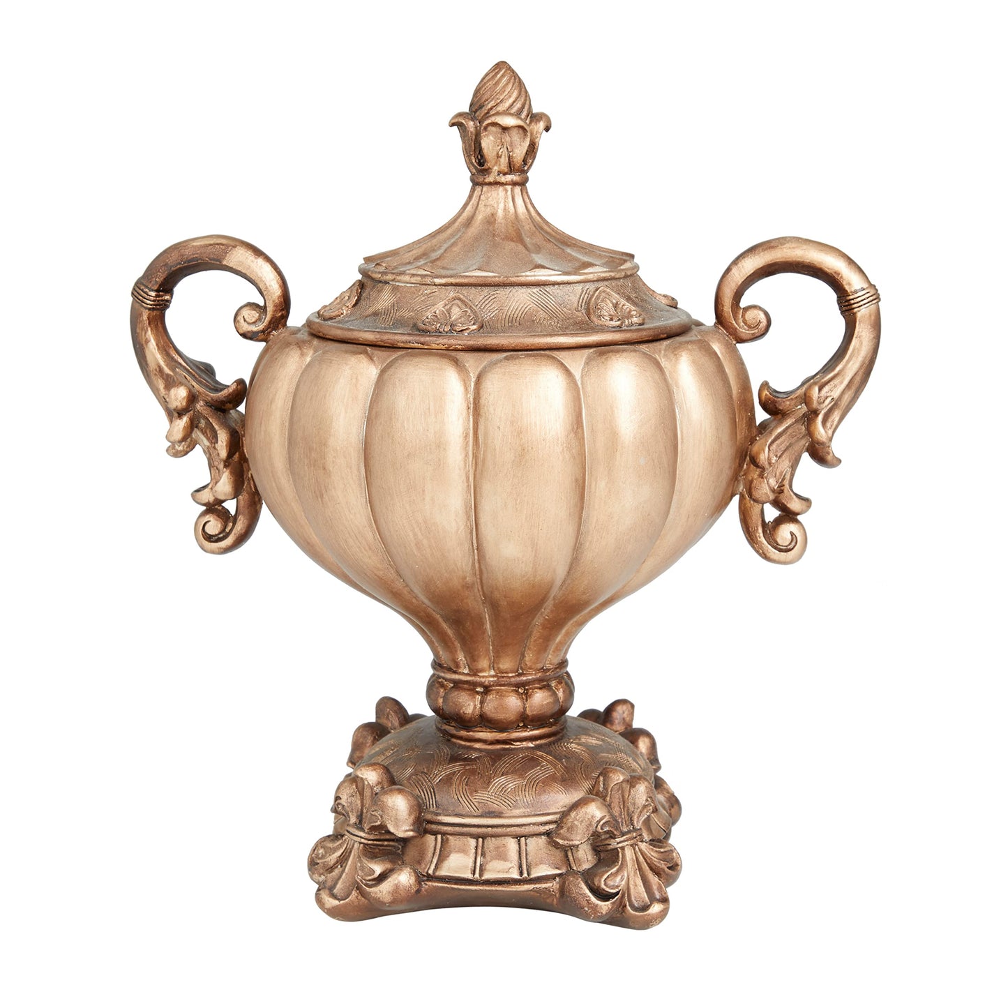 Deco 79 Polystone Solid Decorative Jars, 12" x 8" x 13", Bronze