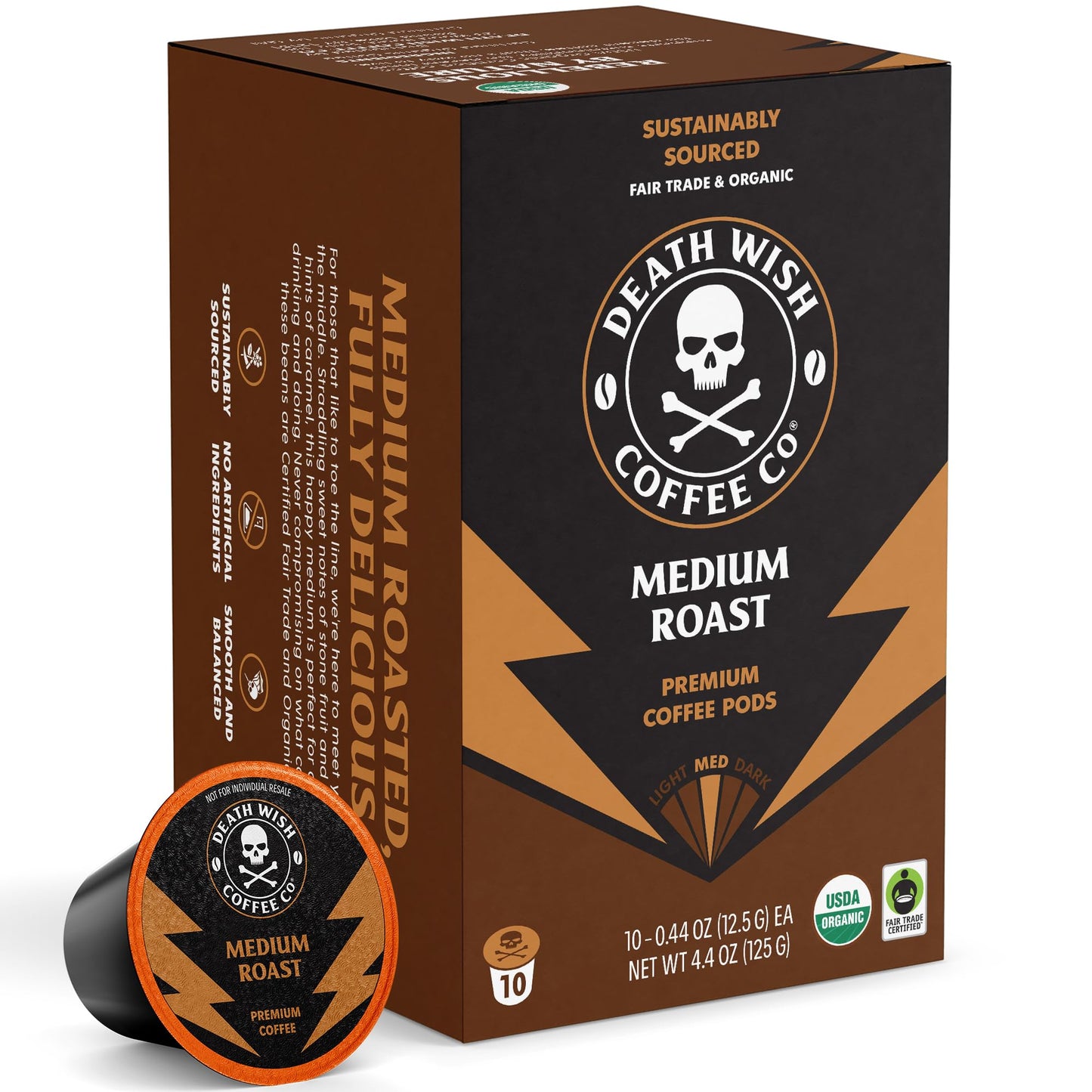 Death Wish Coffee Valhalla Java Medium-Dark Roast Pods, Organic, 50 Count