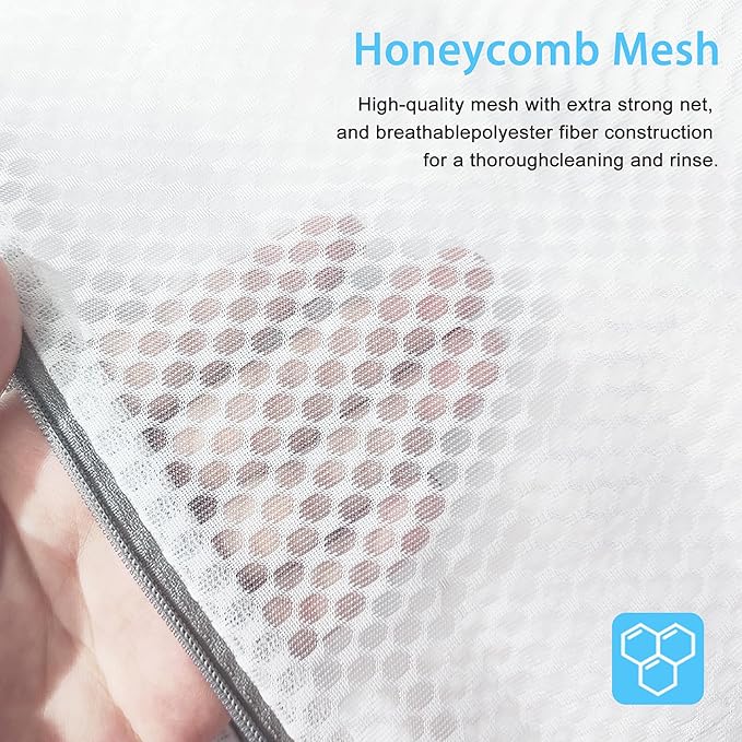 PrettyCare 3 Large (16x19inch) Mesh Laundry Bags for Delicates, Durable Honeycomb Wash Bags with Premium Zippers - Laundry Essentials Mesh Bags for Lingerie, Bras, Socks, Sweater, Travel & Organizing