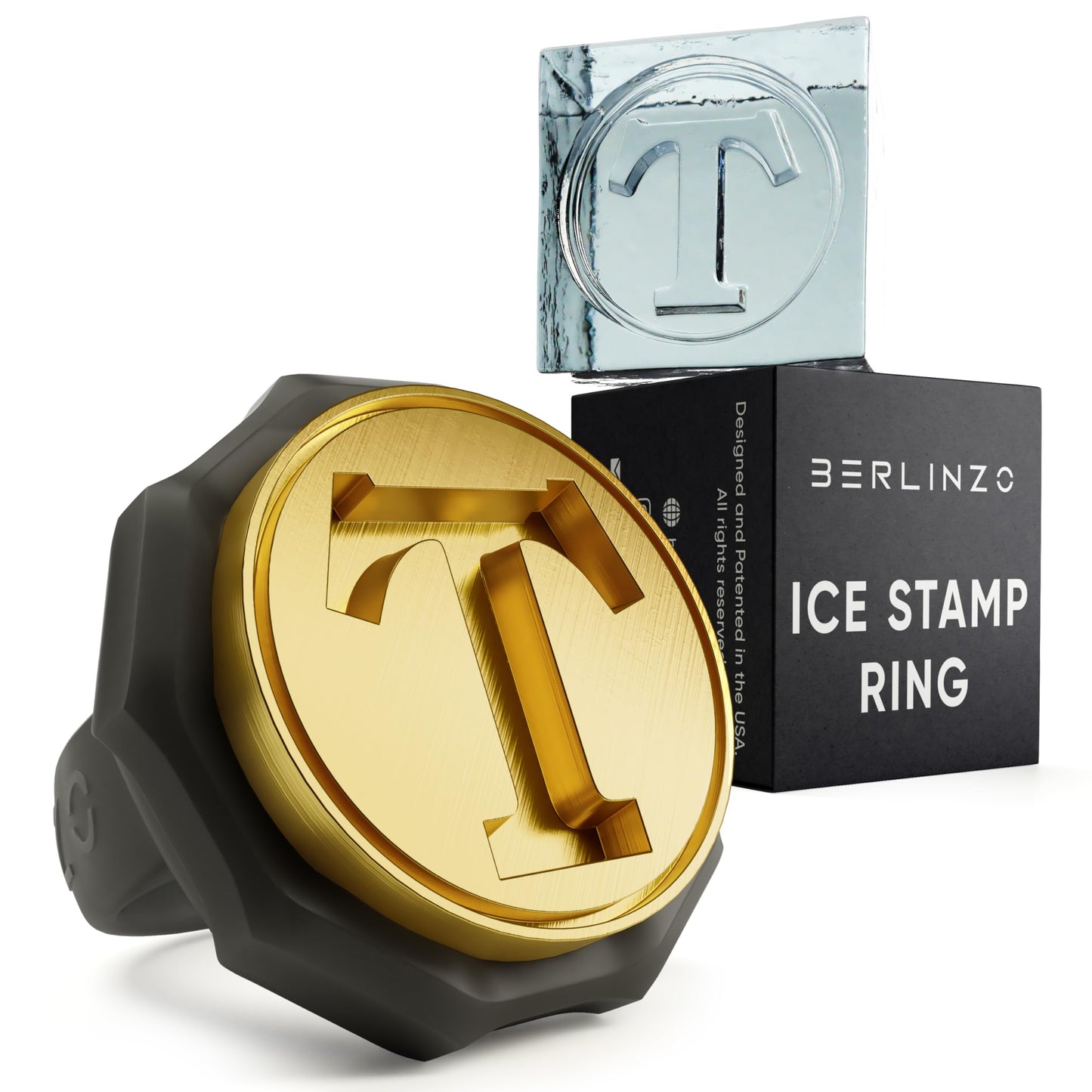 Berlinzo Brass Ice Stamp Ring Letter L
