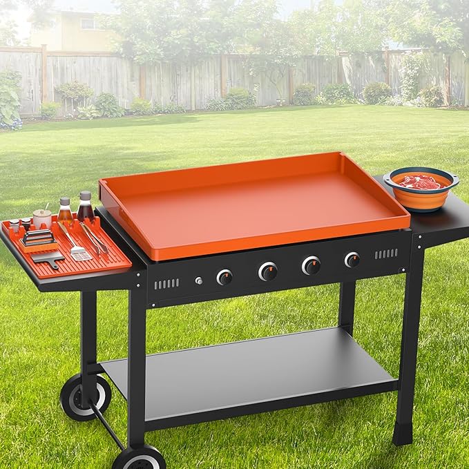 Carry360 Silicone Griddle Cover Set for Blackstone 36" with 16" Blackstone Griddle Accessories, Cleaning Brush | Heavy Duty Food-Grade Grill Mats Accessories | All Season Protection from Dirt Rust
