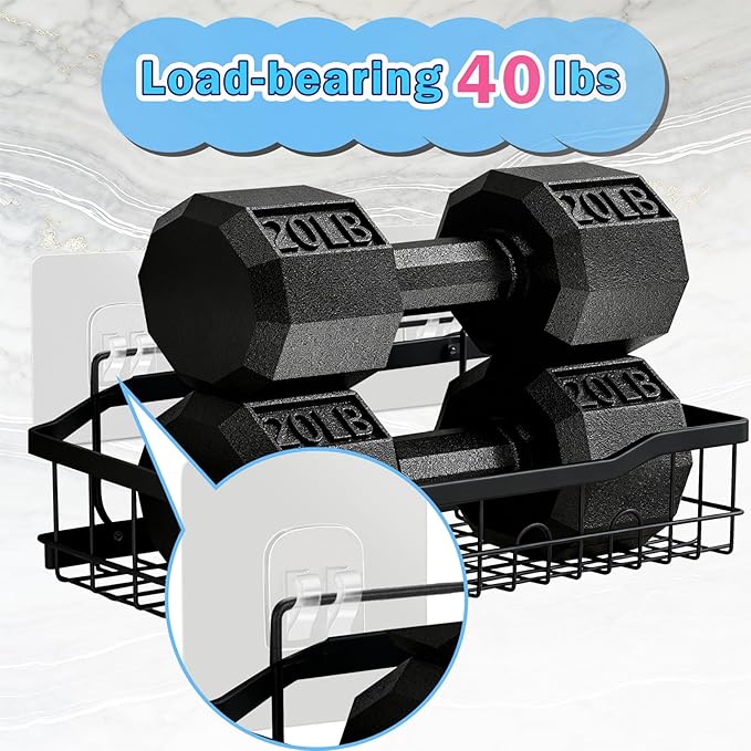 6 Pack Shower Caddy Adhesive Replacement, Extra Thick Bath Toy Storage Replacements, Waterproof Adhesive Hooks Strips for Kitchen Racks, Bathroom Storage, Shower Basket & Soap Holder