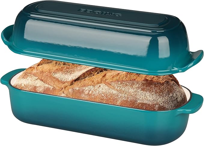 EDGING CASTING Enameled Cast Iron Loaf Pan with Lid, Bread pan, Dutch Oven Bread pan for Homemade Sourdough Bread Baking, 12.5x5.5 inch, 5qt, Red