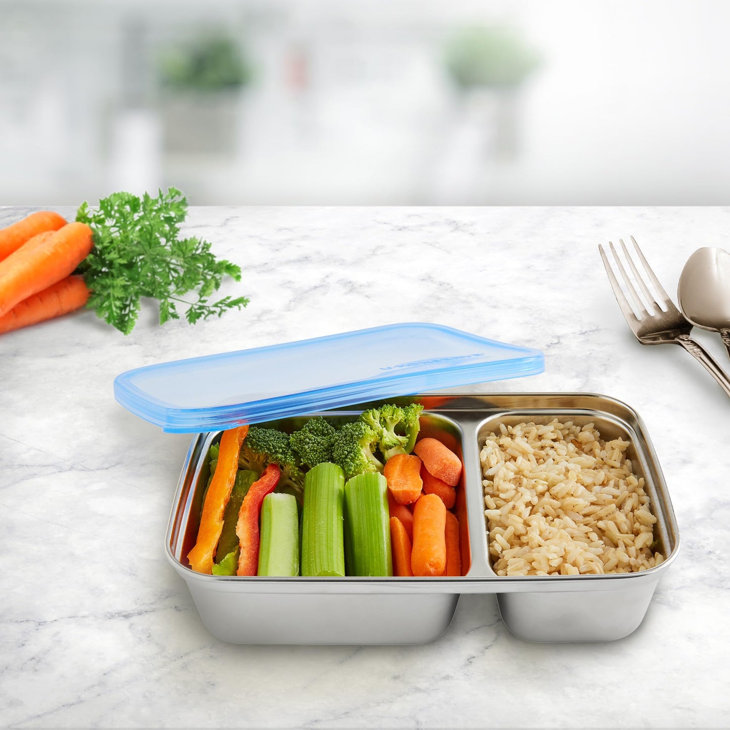 U-Konserve 24 oz Divided 3-Section Stainless Steel Container Clear