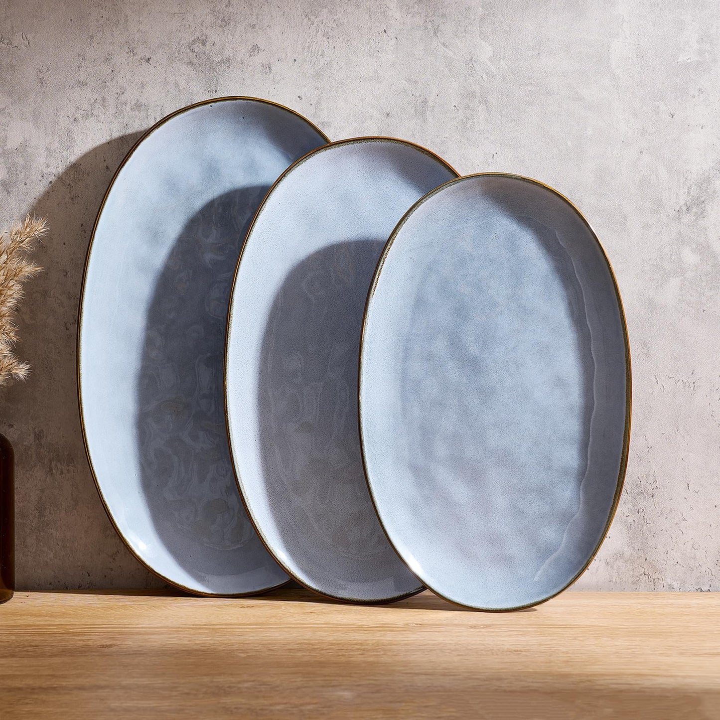 famiware Serving Platters Set of 3 Sizes - Oval, Matte White