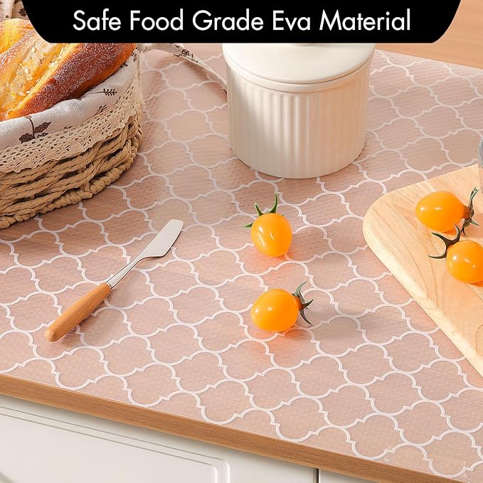Cooyes Shelf Liner for Kitchen Cabinets – Non-Adhesive Waterproof Drawer Liner – Durable EVA Material Easy-to-Cut Shelf Paper for Refrigerator, Cupboard, Dresser with Modern Pattern