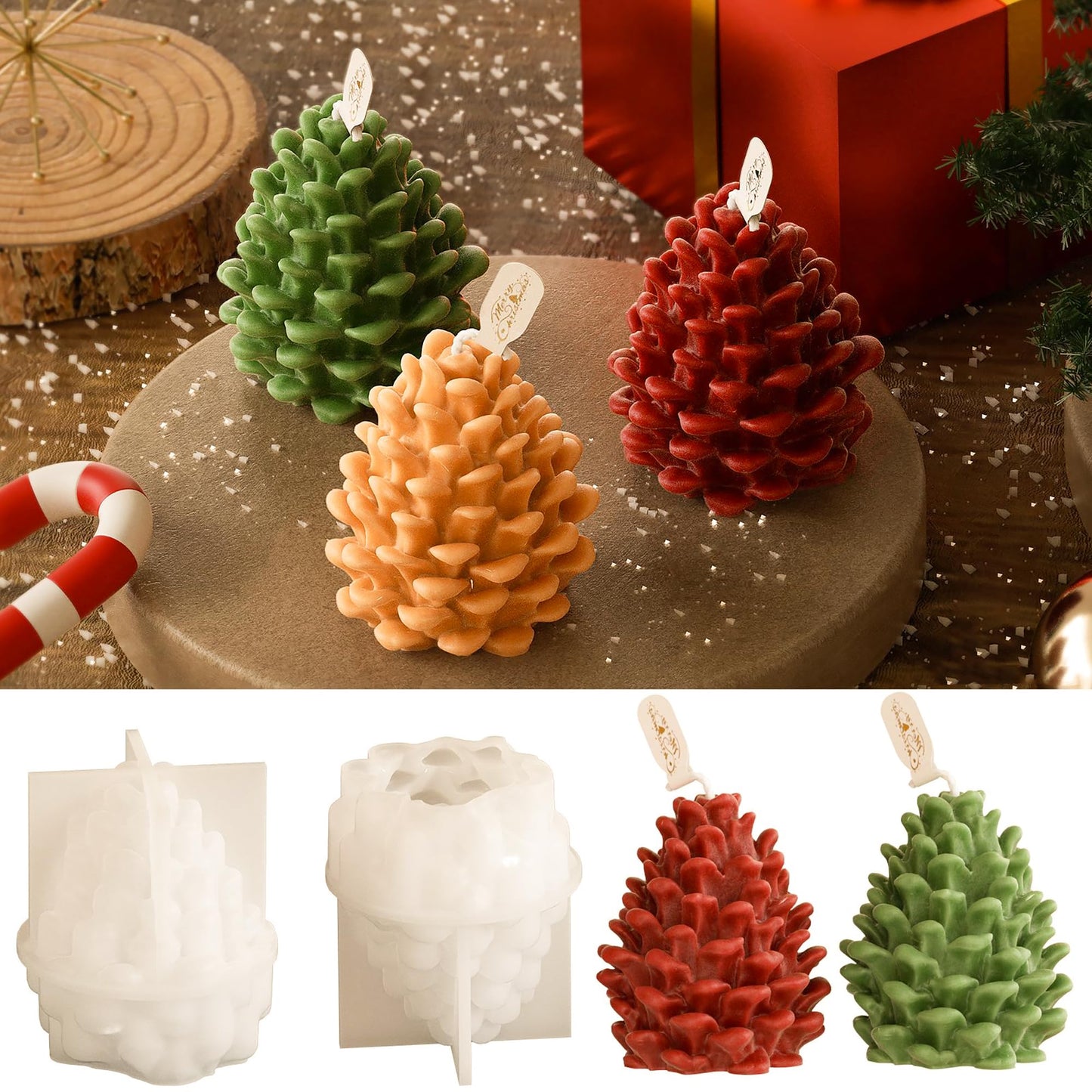 2 Pack Spiral Wave Resin Casting Molds - Silicone for 3D Animal Candle Making