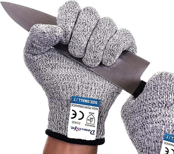 Dowellife Level 5 Cut Resistant Gloves with Silicone Coating Food Grade