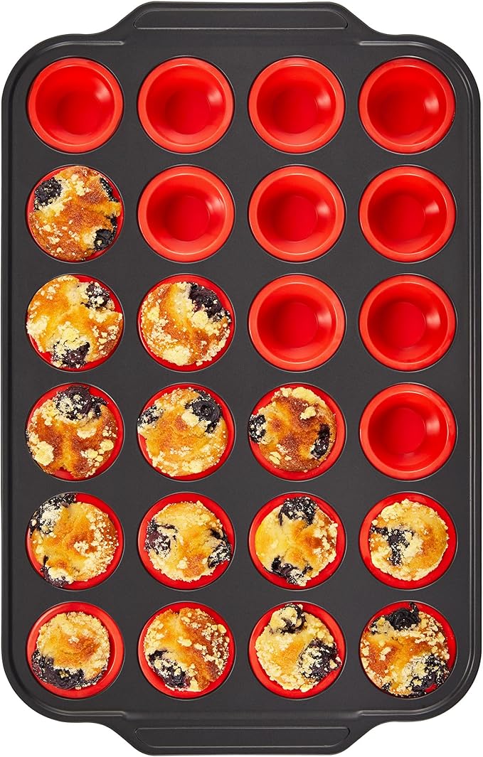 BRONYPRO Silicone Muffin Pans for Baking with Metal Frame, Egg Bite Molds, Cupcake Pans 12 Regular Size, Muffin Tins Easy to Pop Nonstick Non Toxic Bakeware for Oven,Rose Pink