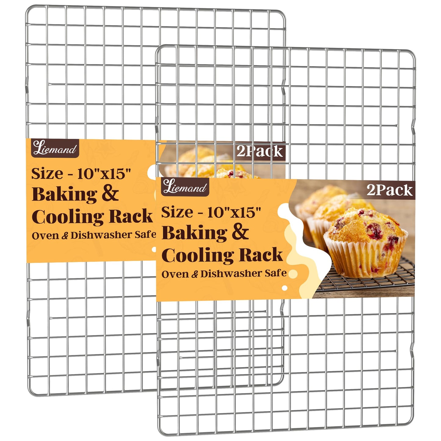 Cooling Racks for Cooking and Baking - 2 PCS 10" x 16" Grid Wire Baking Rack for Oven Cooking, Baking, Grilling, Roasting - Dishwasher Safe Bacon Rack - Fits Half Sheet Cookie Pan