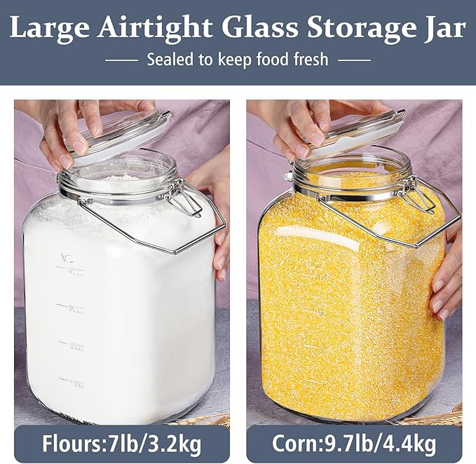 1.5 Gallon/192 OZ Glass Jar with Airtight Lid, Glass Storage Containers