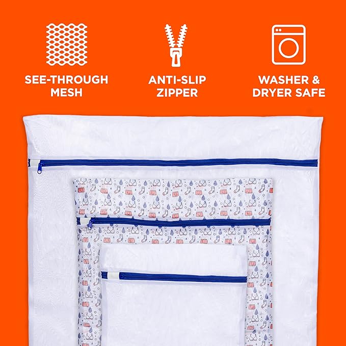 Tide Delicate Clothes Mesh Wash Bags for Wash Machine, 3 Pack (Small, Medium, and Large), Protects from Snagging, Tangling & Wear
