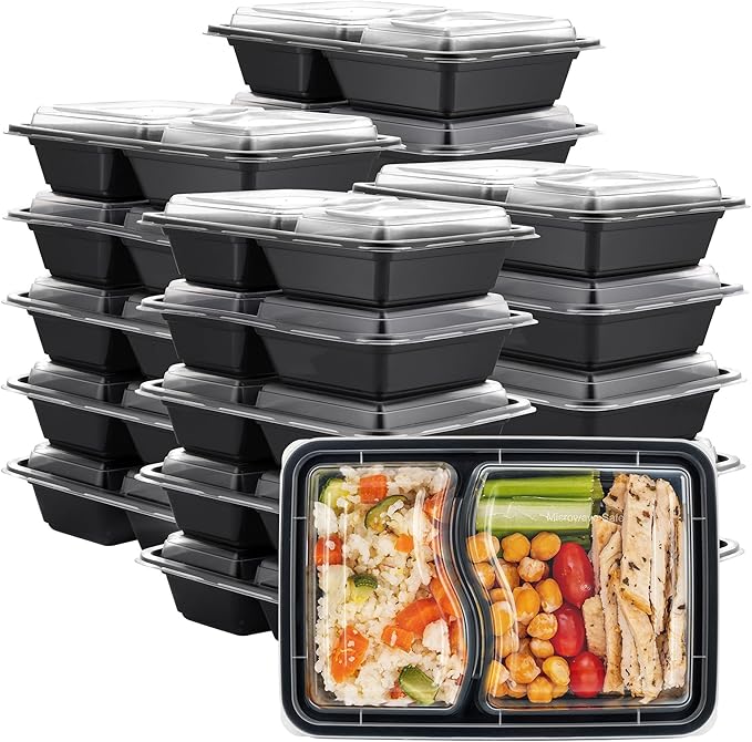 GUSTO 24 oz - 1 Compartment Meal Prep Containers with Lids – [50 Count] Reusable, Microwaveable, Dishwasher & Freezer Safe, BPA-Free Food Storage Boxes for Portion Control (Formerly Comfy Package)