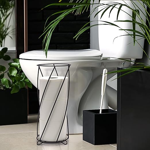 BROOKSTONE, Stylish Toilet Paper Holder, Freestanding Bathroom Tissue Organizer, Minimalistic Storage Solution, Modern Trending Design [Holds MEGA Rolls]