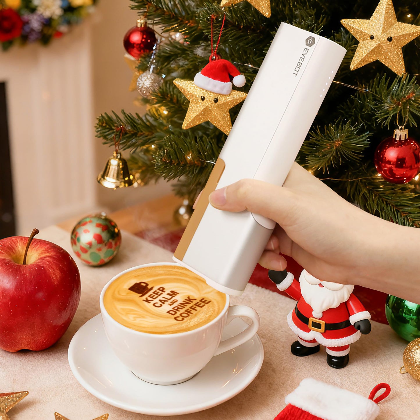 EVEBOT Handheld Food PrintPen, Portable Mini Latte Art & Dessert Decorator for Coffee, Macarons, Cookies - Bluetooth 4.2, Brown, Black, Red, Matcha 4PCS