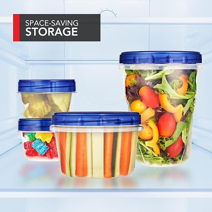 Stock Your Home 4oz Plastic Containers with Twist Top Lids (6 Pack), 1/2 Cup Small Freezer Containers for Leftover Food, Airtight Reusable Soup Containers with Lids, Microwave and Dishwasher Safe