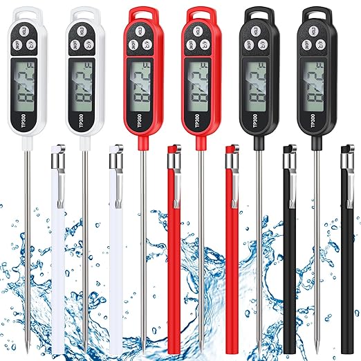 Copkim 6 Pcs Food Thermometer Instant Read Probe BBQ,Black,White,Red