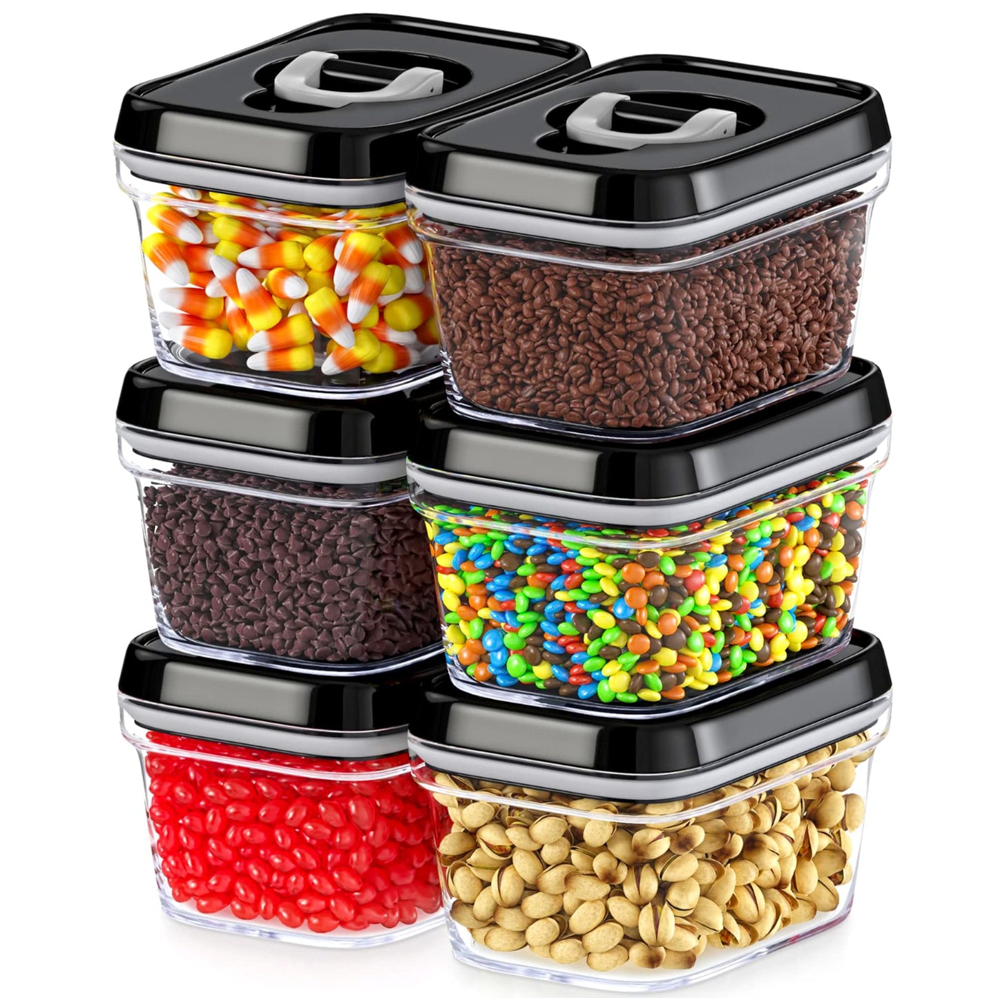 DWËLLZA KITCHEN Airtight Food Storage Containers - Pantry Snacks Kitchen Container, Baking Supplies, 4LB Sugar & Flour Canister - 4 Pc Set All Same Size - Clear Plastic BPA-Free - Keeps Fresh & Dry