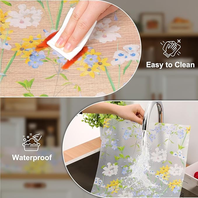 Cooyes Shelf Liner – Premium Non-Adhesive Cabinet & Drawer Liner for Kitchen – Waterproof Shelf Paper with Modern Pattern – Durable EVA Cabinet Mat – Easy to Cut （12" W x 360" L）