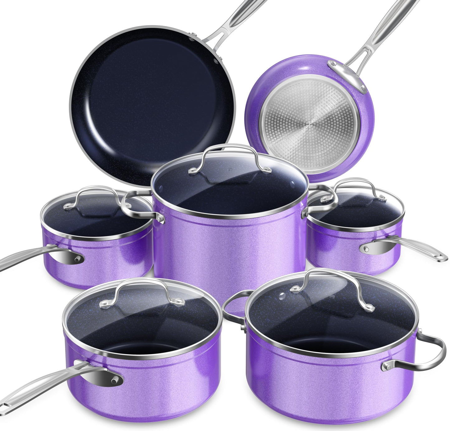 Nuwave Healthy Duralon Blue Ceramic Nonstick Cookware Set, PFAS Free