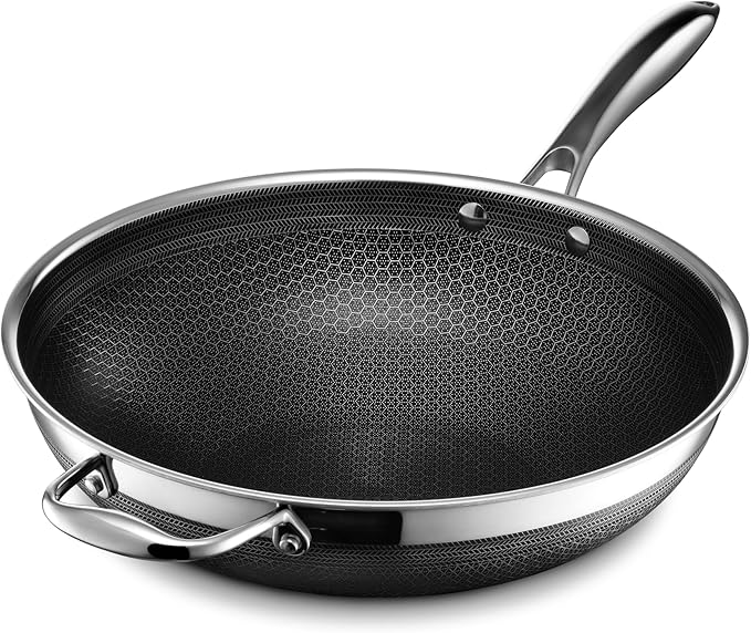 HexClad 14" Hybrid Nonstick Wok & Lid, Induction-Ready, Dishwasher Safe