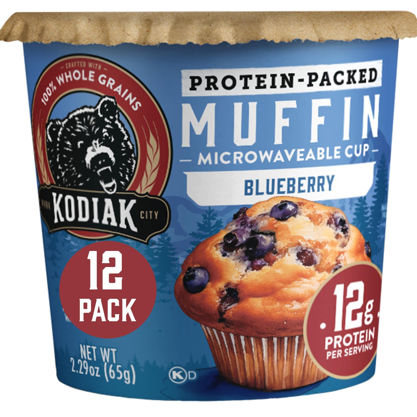 Kodiak Cakes Minute Muffins, Mountain Blueberry, 2.29 Ounce (Pack of 12) (Packaging May Vary)