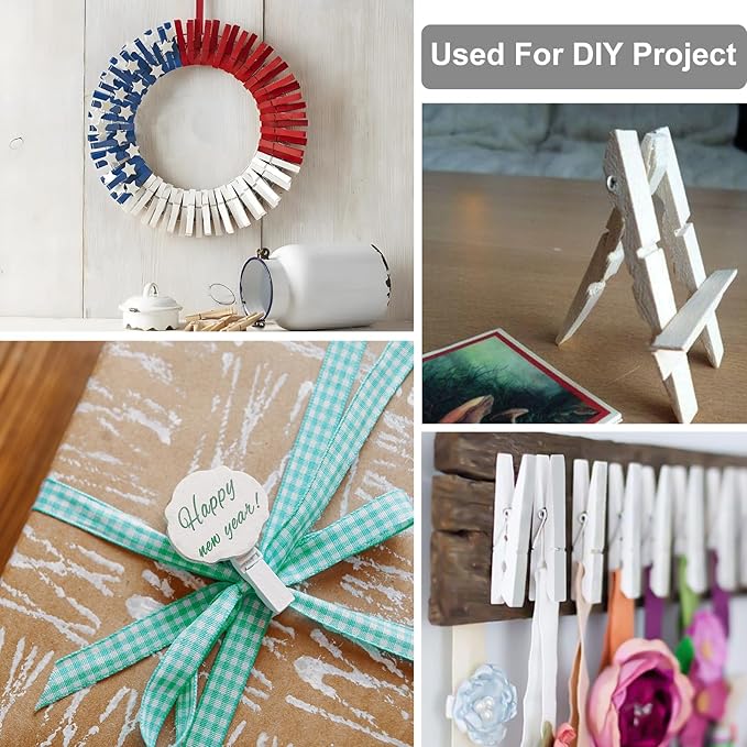 White Clothes pins 2.9inch 50PCS White, Colorful ClothesPins Wooden Clips for Photos Pictures Decorative Crafts, Decoration Colored clothespins Clothing Hanging clothespins