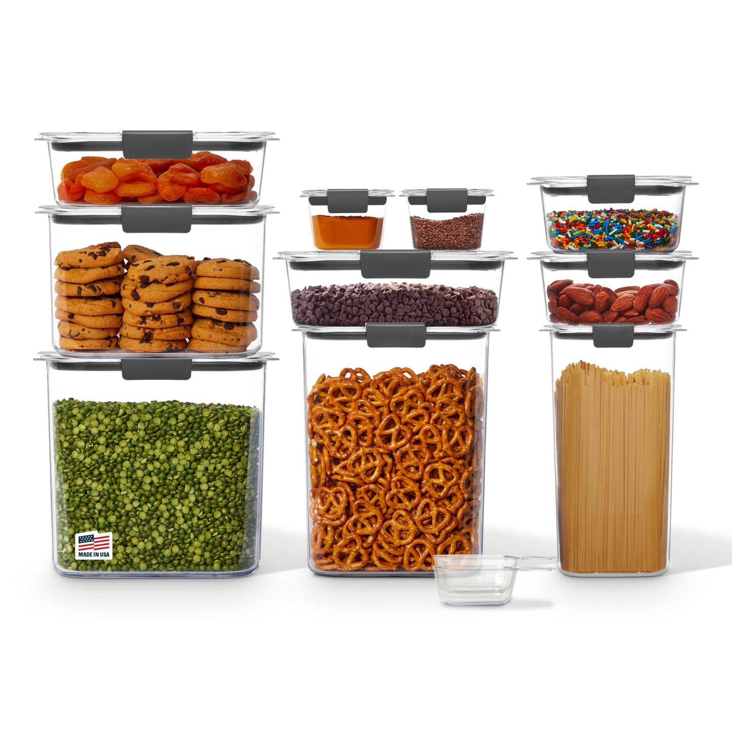 Rubbermaid Brilliance Pantry Food Storage Containers, Set of 4 (8 Pieces), BPA-Free, Clear, Airtight