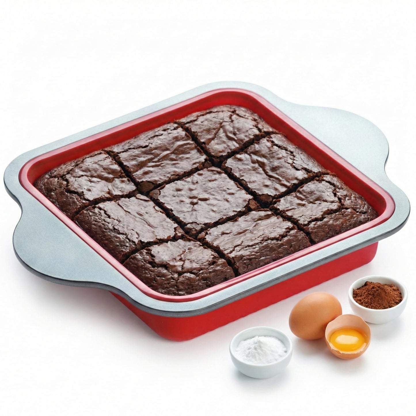 Boxiki Kitchen Silicone Baking Pans Set. 3 PCS Professional Non-Stick Baking Cake Pans Set includes Silicone Round Cake Pan, Square Cake Pan and Bread Loaf Pan.