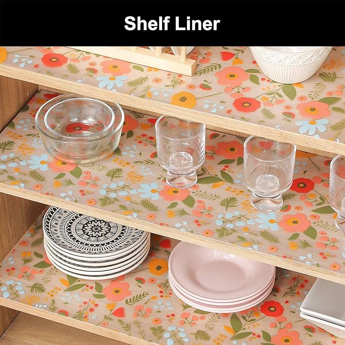 Cooyes Shelf Liner – Premium Non-Adhesive Cabinet & Drawer Liner for Kitchen – Waterproof Shelf Paper with Modern Pattern – Durable EVA Cabinet Mat – Easy to Cut （24" W x 240" L）
