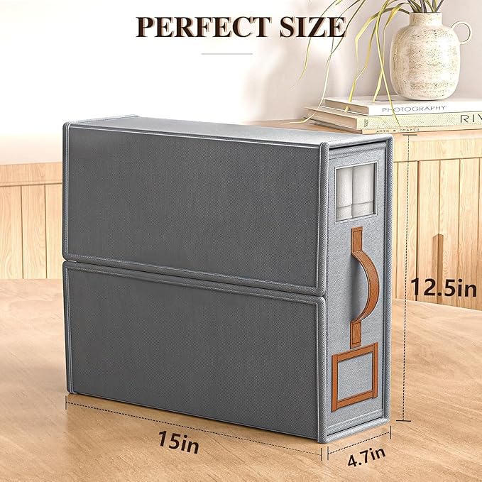 6 Pack Foldable Bed Sheets Set Organizers and Storage(King & Queen Size),Linen Fabric Closet Organizers with Window,Folding Bedding Storage Box for Bedsheets and Pillow Cube Organizer-Gray