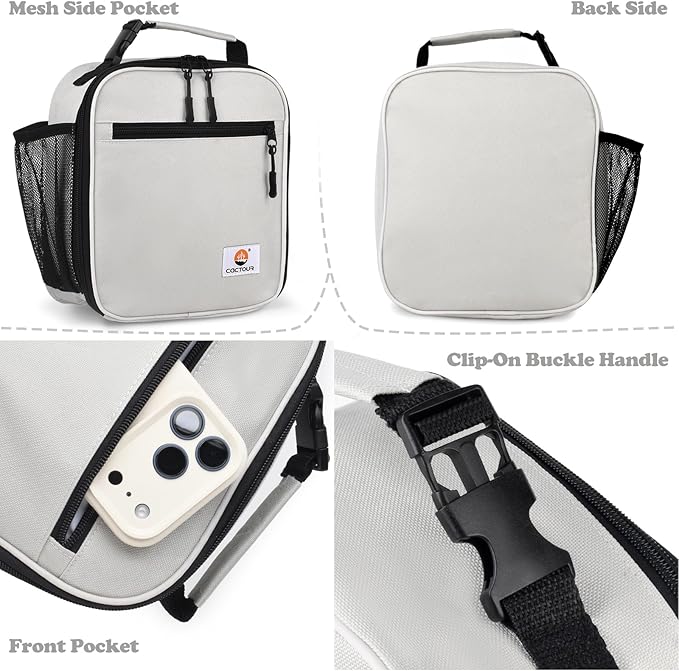 Lunch Box Kids,Premium Insulated Lunch Bag for Girls Boys,Soft Bag Mini Cooler Back to School Thermal Reusable Lunch Bag for Work School Picnic (Gray)