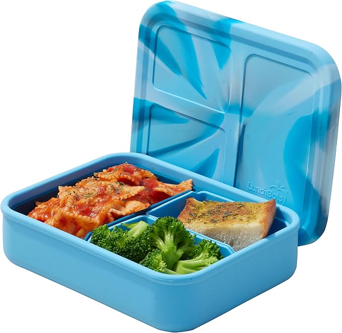 LunchBots Build a Bento 32 oz Platinum Silicone Divided Lunch Box Green