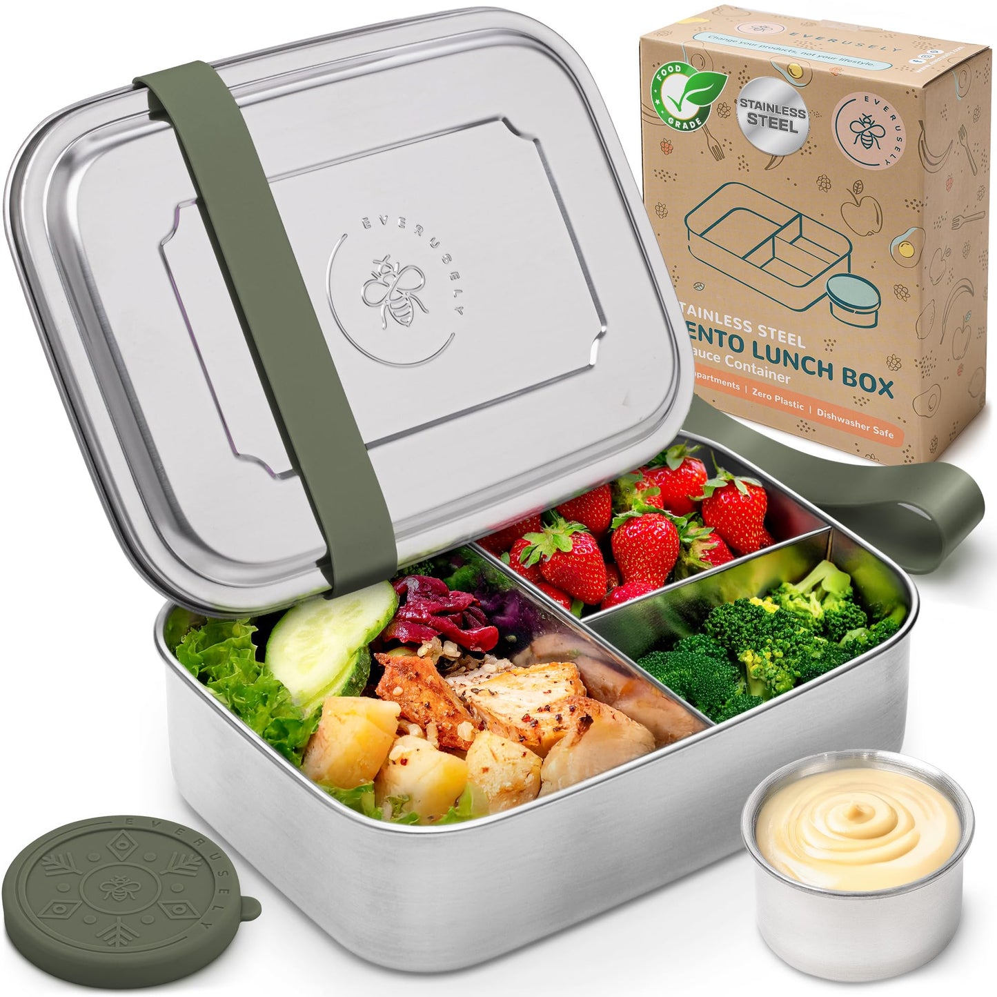 Stainless Steel Bento Box + Condiment Container - Lavender, 27oz / 0.8 L