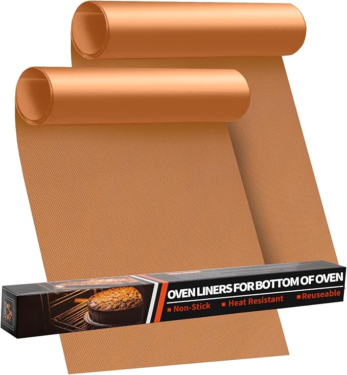Oven Liners for Bottom of Oven - 2 Pack Large Heavy Duty Oven Mats, 17"x 25" Reusable Matt Liner for Electric, Gas, Toaster Ovens & Grills, BPA & PFOA Free, Kitchen Essentials, Black