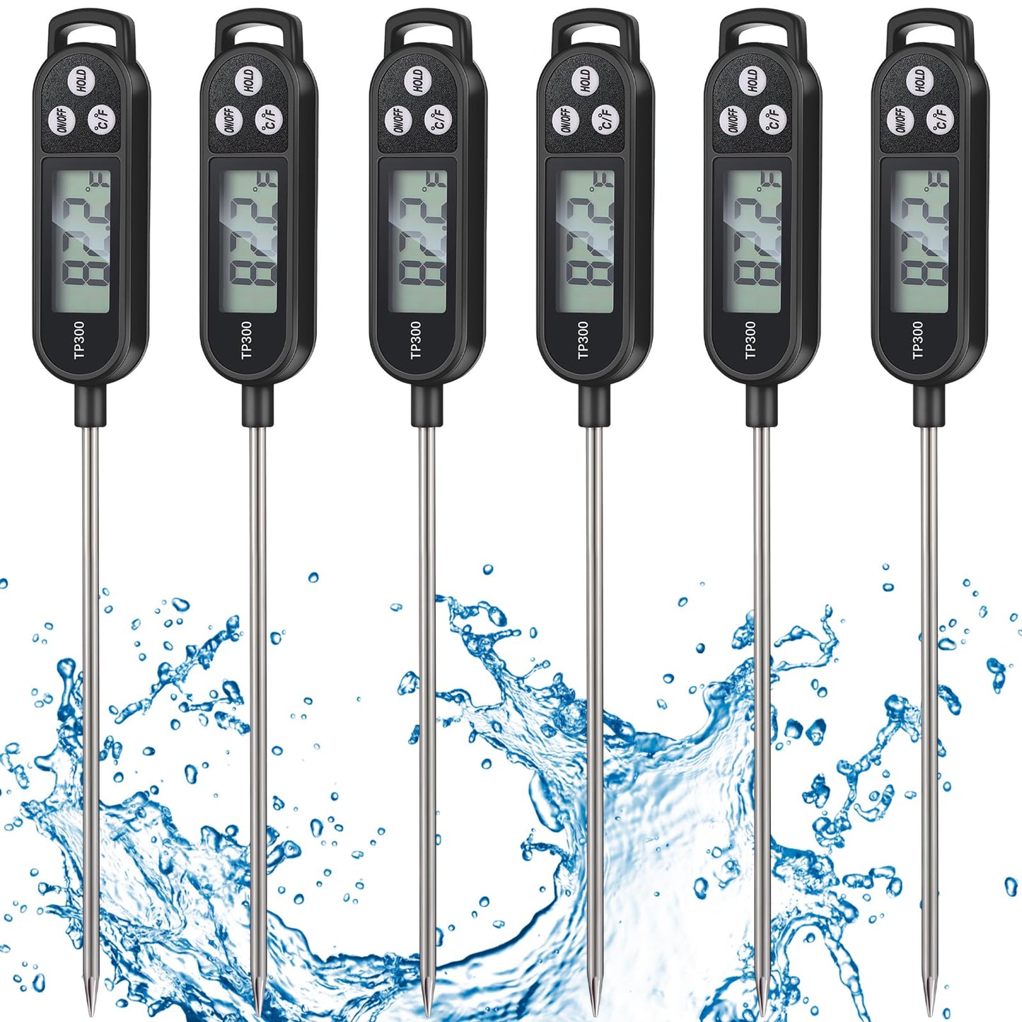 Copkim 6 Pcs Instant Read Meat Thermometer Long Probe,White