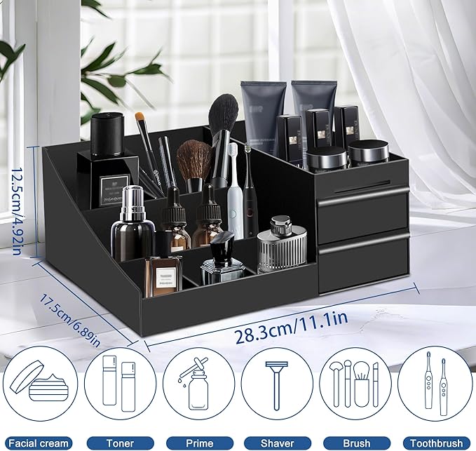 Cologne Organizer for Men, Perfume Organizer, Bathroom Counter Organziers and Storage, Black Mens Cologne Organizer, Perfume Display Stand for Vanity, Cologne Shelf for Mens Dresser, Bedroom