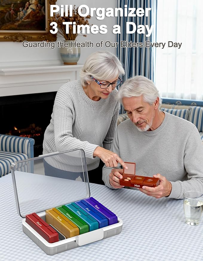 CTIME 3-Tier Medicine Organizer with Pill Case - Portable Pill Case & Empty First Aid Kit for Home, Travel, RV, School, Dorm, Ideal Elderly, Father Gift