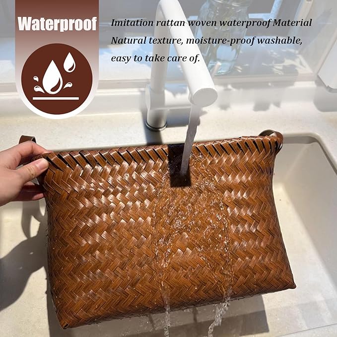 BROWNLILY Handwoven Clothes Basket Laundry Hampers Large Wicker Storage Baskets for Shelves Blankets Closet Storage Bins Car Bedroom Bathroom Organizers and Storage Bath (Pack of 10, Brown)