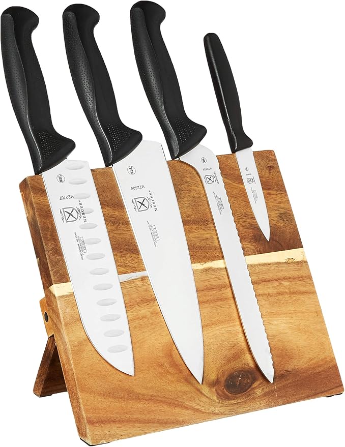 Mercer Culinary Millennia Colors 5-Piece Magnetic Board Set with Blue Handles, Bamboo, 16 x 8 x 18 inches