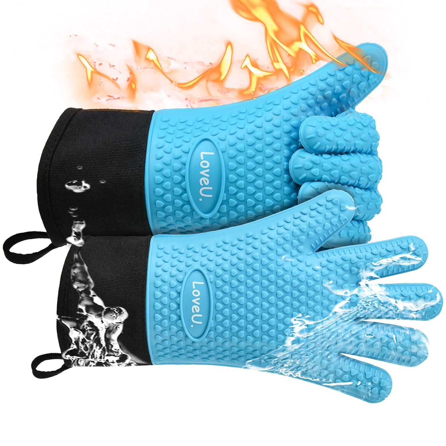 Silicone Oven Mitts Gloves - Heat Resistant, Non-Slip for BBQ, Grilling