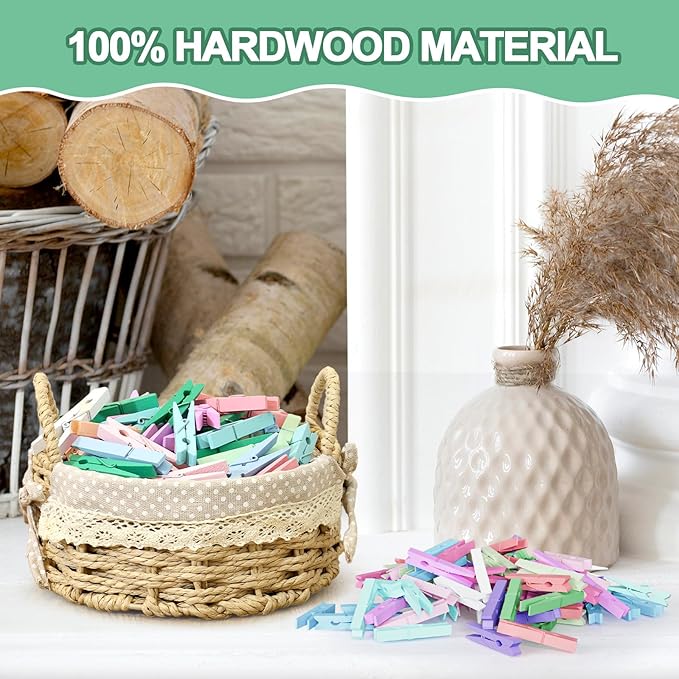 100Pcs White Clothespins, 2.9 Inch Clothes Pins Wooden, Colorful Clothespins for Hanging Clothes Crafts Picture Laundry Clips Cheer