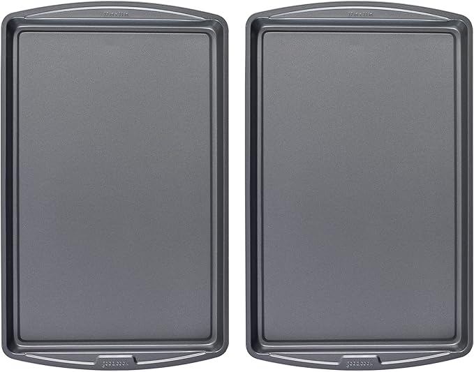 GoodCook Set of 2 Nonstick Steel 9" x 6" Toaster Oven Mini Baking Sheets with Racks, Gray